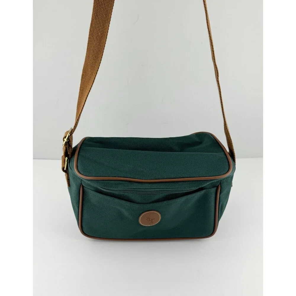 Vintage Polo Ralph Lauren Green Canvas Toiletry Shoulder Bag Cosmetics Fanny